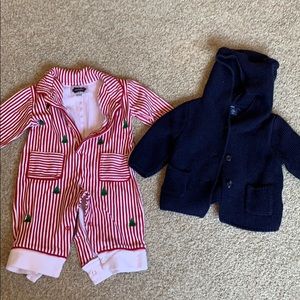Mud Pie Xmas onesie & BabyGap teddy sweater. 3-6m